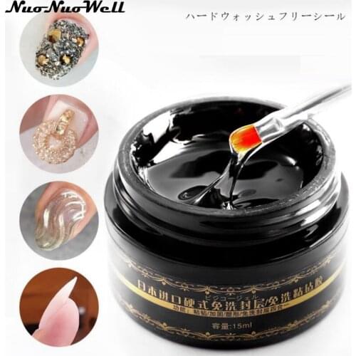 1Bottle 15ml No Wipe Top Coat Super Strong Adhesive Glue Transparent Gel Nail Polish Nail Art Decorations Crystal Sticky Gel