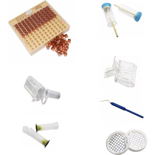 1 Set Bee Queen Rearing Cupkit Box Brown Cell Cups Yellow Bottom Bee Cages Queen Marker Bottle Move Needles Beekeeping Tools