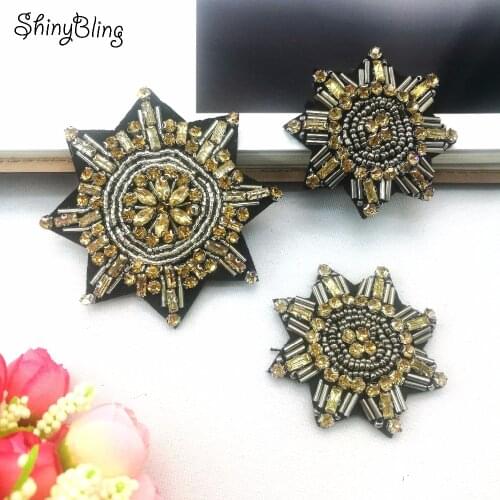 1Pcs Rhinestone Beaded Patch for Clothing Sewing on Patch Beading Applique Clothes Decoration Patch DIY Accessories