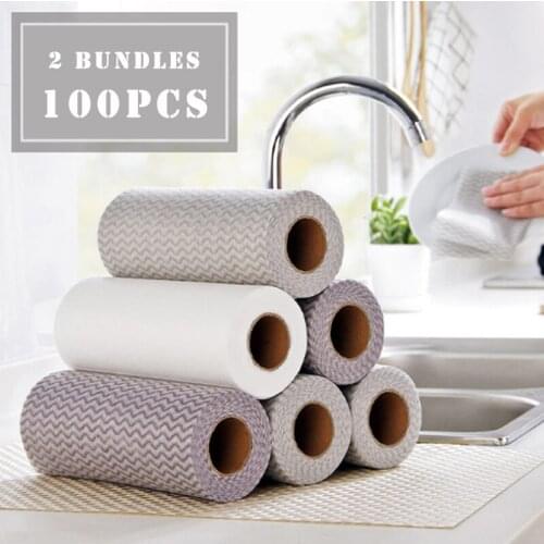2 Roll 100 PCS Environmentally friendly disposable disposable rags and dish towels kitchen items kitchen cloth