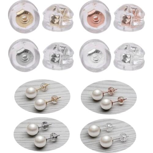 20Pcs Hypoallergenic 925 Sterling Silver Earring Backs Coated with Soft Silicone Mushroom Style Earrings Backs Findings