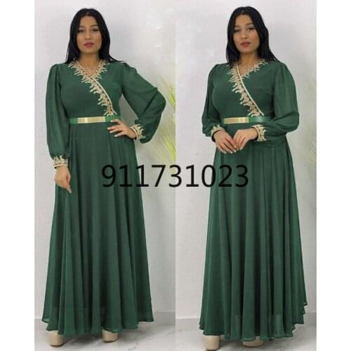 2021 New Muslim Fashion Abayas Embroidery Dashiki Chiffon Robe Kaftan Dress Moroccan Turkish African Elegant Dresses For Women