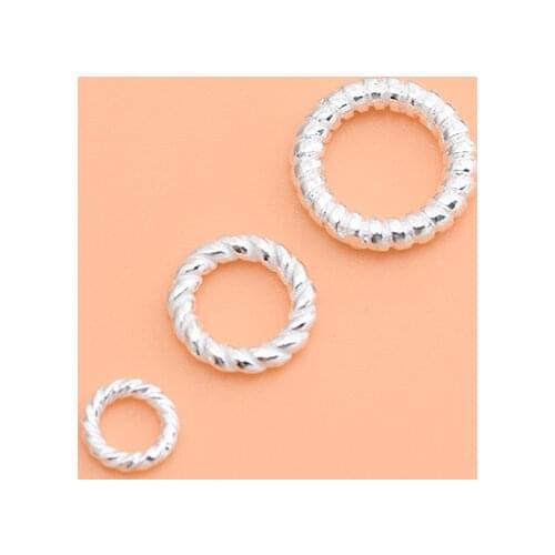 10PCS 925 sterling silver threaded closed ring handmade diy beaded material jewelry accessories for Jewelry Making