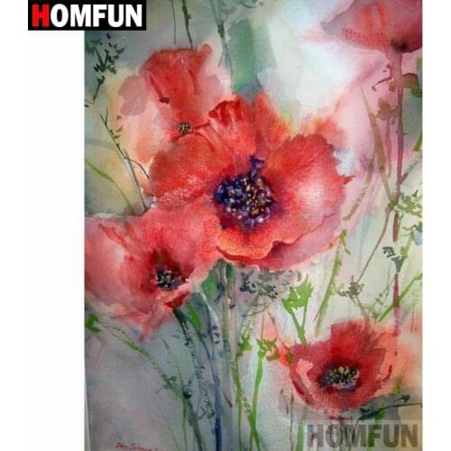 HOMFUN Full Square/Round Drill 5D DIY Diamond Painting "Red flower" 3D Diamond Embroidery Cross Stitch Home Decor A18614