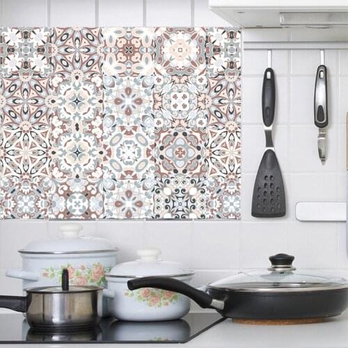 Arabic Retro Tile Stickers For Kitchen Bathroom Kitchen Decoration vinyl tile Waterproof Wall Sticker Art Print Wallpaper