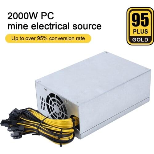 2000W ETH Mining Machine Power Supply 4U Single Power Supply 10 x 6pin 95% Efficiency Support Multi-GPU For Bitcoin Mining