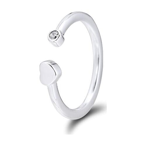 CKK Silver 925 Jewelry Polished Heart Open Ring For Women Fashion Gift Original Sterling Silver Ring