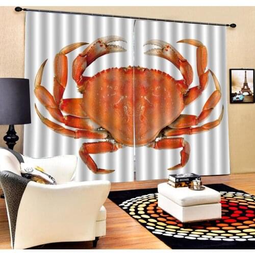 Crabs Decor Shower Curtain Sea Animals Theme Watercolor Style Effect a Big Crab on White Background Print Blackout Curtains
