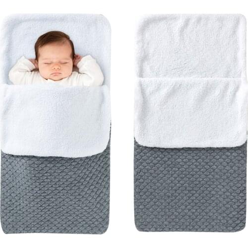 Baby Sleeping Bag Newborn Infant Knitted Fleece Lining Swaddle Blanket Stroller Wrap
