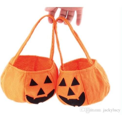 Halloween Props Trick or Treat Pumpkin Candy Bag Basket Cute Smile Face Children Non-woven Gift Handhold Pouch Bag Party Decor