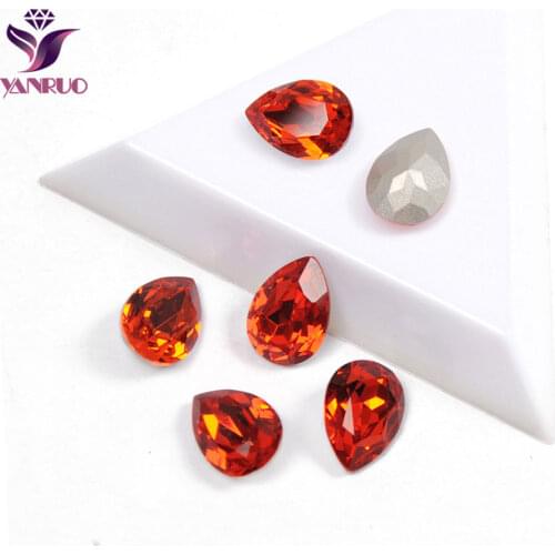 YANRUO 4320 Teardrop Hyacinth Fancy Stones Glass Rhinestones With Settings Frames Sewing on Clothes Jewelry Maker DIY