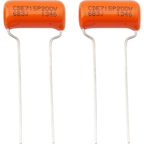 CDE Sprague Orange Drop Capacitors Tone Caps Polypropylene .068uF 715P 683J 200V for Guitar or Bass (Set of 2)
