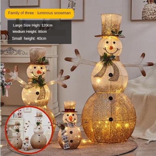Creative Decorations Christmas Decorations Glowing Christmas Deer Snowman Decorations Reindeer Family 2022 New Year Decorations