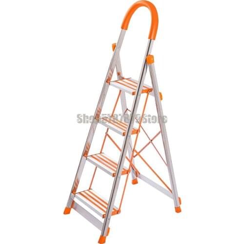Stainless Steel Indoor Herringbone Ladder Family Folding Thickening Four Or Five Step Multi-functional Expansion Project Climbin