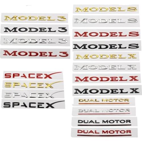 Car Back Trunk Logo Name Letters Replace ABS Sticker For Tesla Model 3 Model X Model S DUAL MOTOR Spacex Emblem Badge Stickers