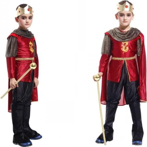 Fashion Children King Halloween Cosplay Costume Top+Pants+Cloak+Crown Party Masquerade Clothing Boy Attack on Titan Costume 18