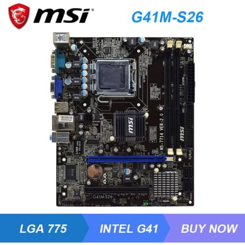 MSI G41M-S26 Intel G41 LGA 775 Original Desktop PC Motherboard DDR3 USB2.0 SATA2 Core 2 Quad/Core 2 Duo CPU PCI-E X16 Micro-ATX