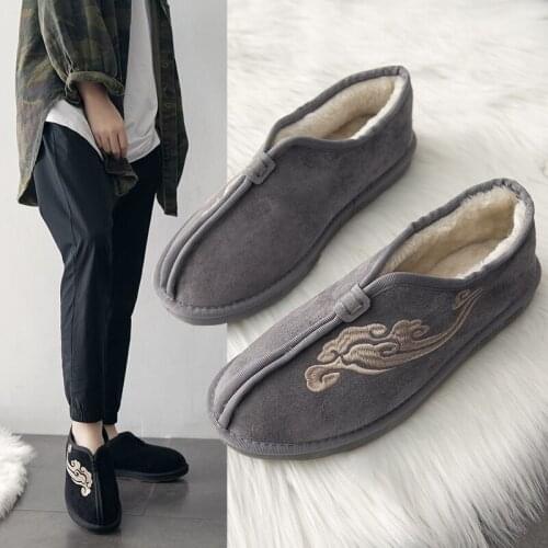 2020 New Winter Mens Shoes Snow Boots Flat Comfortable Casual Shoes Fashion Plus Velvet Warm Chinese Style Mens Cotton Shoes