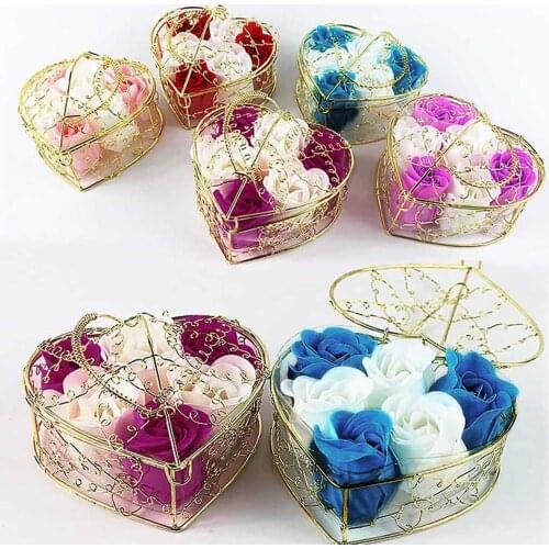 Random Rose Soap Mixed Color Heart Scented Bath Body Petal Rose Flower Soap Wedding Decoration Best Gift For Lovers Flowers