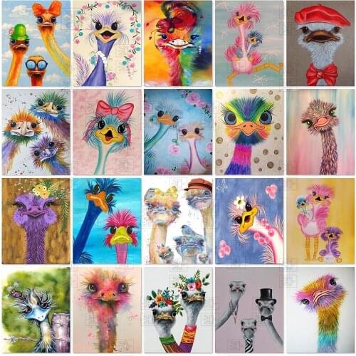 5D Diy Diamond Painting Animal Ostrich Full Drill Embroidery Bird Cross Stitch Kits Picture Rhinestones Mosaic Home Decor Gift