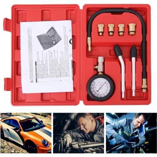 8Pcs/Set Automotive Car Motorcycle Petrol Engine Compression Tester Tools Kit