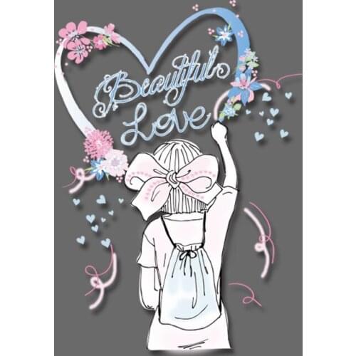 Iron on Transfers Clothes Sticker Patch Cute Girl Love Patch Heat Transfer Vinyl Stripes for Clothes Decors Applique Badge