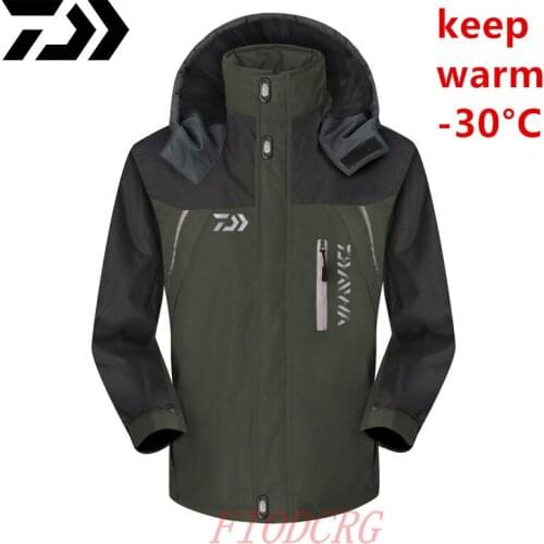 Daiwa New Winter Fishing Jacket Fashion Warm Outdoor Jackets Fleece Lined Waterproof Ski Snowboard Coat Plus Size Clothes M-6XL