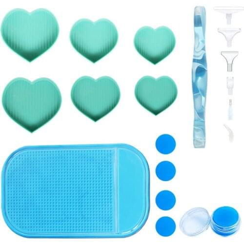New Heart-Shaped Diamond Tray Box And Clay And Resin Point Drilling Pen For 5D DIY Diamond Painting Tools Accessories Tray