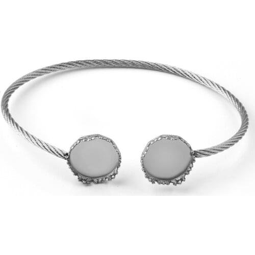 12mm Stainless Steel Bangle Cabochon Base Cuff Bracelet Blank Tray Bezels Setting Cabochon Supplies For Jewelry Making Finding