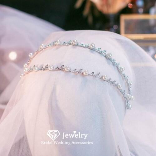 CC Bridal Headbands Women Hairbands Wedding Accessories Engagement Hair Ornaments Luxury Jewelry Pearl Headdress Romantic HS77