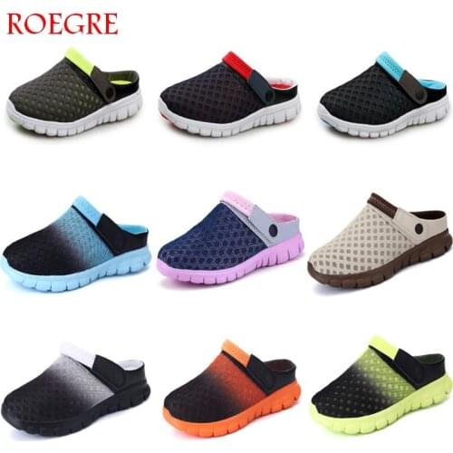 Summer Men sandals colorful couples beach Shoes breathable comfort mesh thick bottom slippers Man Baotou hole shoes large 35-46