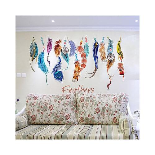 Removable Lucky Feathers Wall Sticker PVC Decal Mural Art DIY Home Bedroom Decor 2020