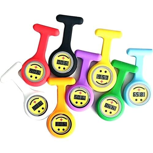 Smile Silicone Digital Movement Round Dial Nurse Watch TT@88
