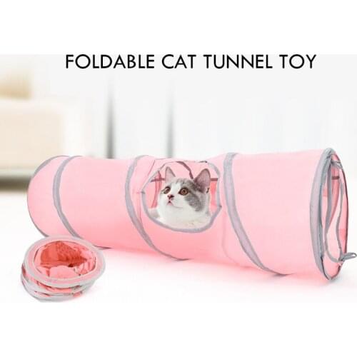 Foldable Cat Tunnel Toy, Pet Tube Play Toy, Indoor Outdoor Toys for Kitty Puppy and Other Small Animals (Pink)