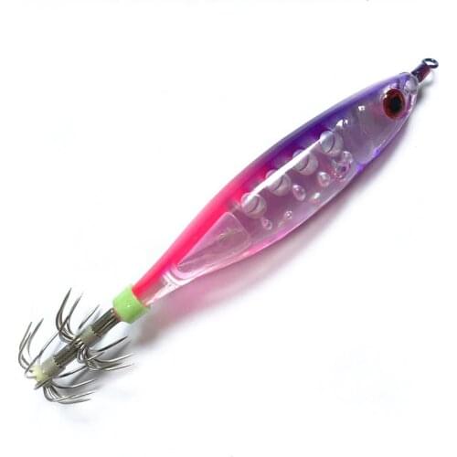 1Pcs Hard Fishing Lure Squid Hook Luminous Wobblers Jigs Octopus Cuttlefish Wood Shrimp Hard Baits 3D Eyes