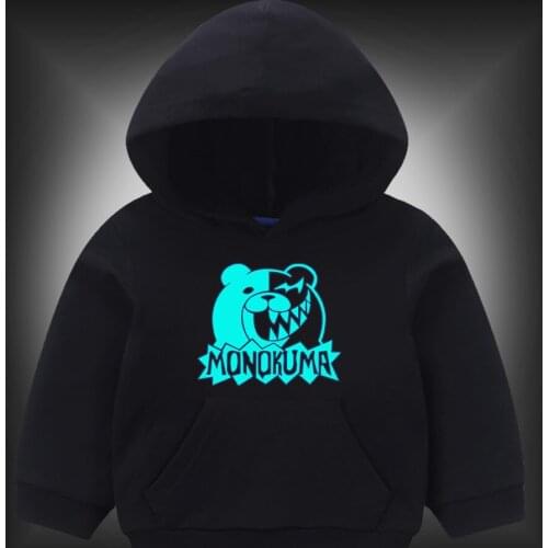 Danganronpa Monokuma Kids Sweatshirt Fluorescent Luminous Autumn Winter Children Hoodie Cartoon Anime Boy Girls Pullovers