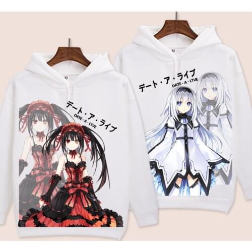 Date A Live Cosplay Hoodie Tokisaki Kurumi Himekawa Yoshino Hoodies Winter Autumn Fleece Sweatshirts Cartoon Pullover Costume