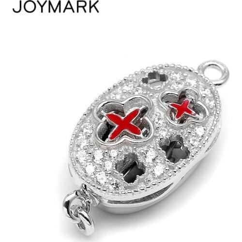 High Quality Pearl Jewelry Accessories Enamel Star Micro Pave Zircon Sterling Silver Box Clasps Hooks Connectors SC-BC223