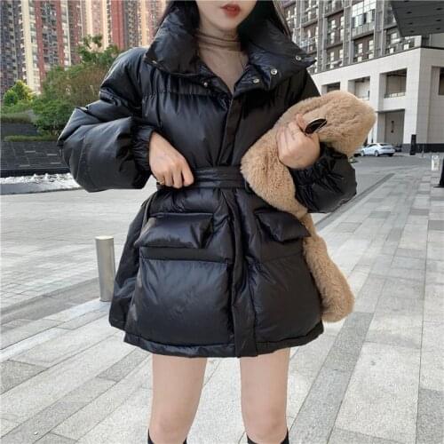 2020 Winter New Korean Style Thick Cotton-Padded Clothes Women Stand Collar Long Sleeve Cotton Jacket Down Coat Cotton Overcoat