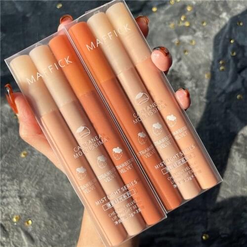 3PCS/SET Liquid Matte Lip Gloss Waterproof LiLong-lasting Lip Stick Velvet Lip Gloss Nude Matte Lipstick Sexy Color Lip Makeup