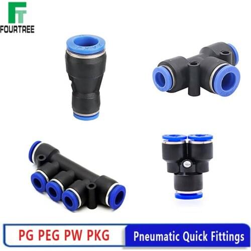 1PCS Pneumatic Quick Fittings Coupling Gas Pipe Plastic Connector PG PW PEG PKG-4 6 8 10 12mm Reduced Diameter Pneumatic Tube