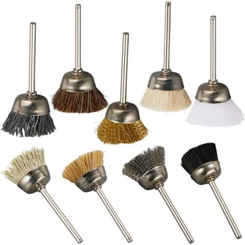 10pcs 15MM Y-shaped Brass Brush Steel Wire Wheel Wool Polishing Brushes For Die Grinder Rotary Tools Accessories Deburring Clean