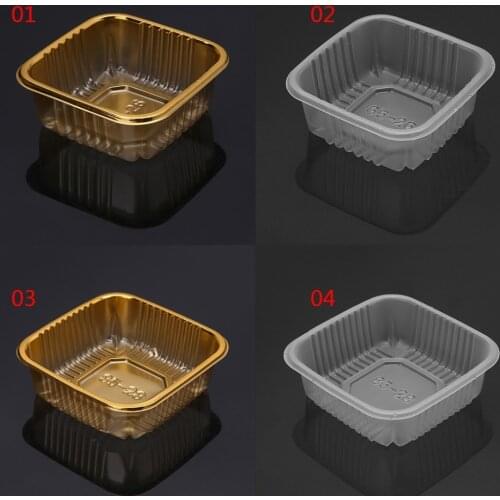 100Pcs for 50g/100g Square Moon Cake Trays Mooncake Packaging Box Container Holder Egg-Yolk Puff Boxes 2 Colors