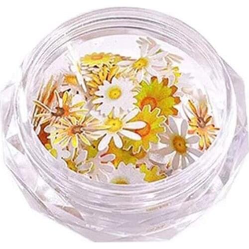 3D Simulation Flower Nail Stickers Holographic Nail Glitter Sequin Acrylic Paillettes Romantic Daisy Flowers Flakes Sequins