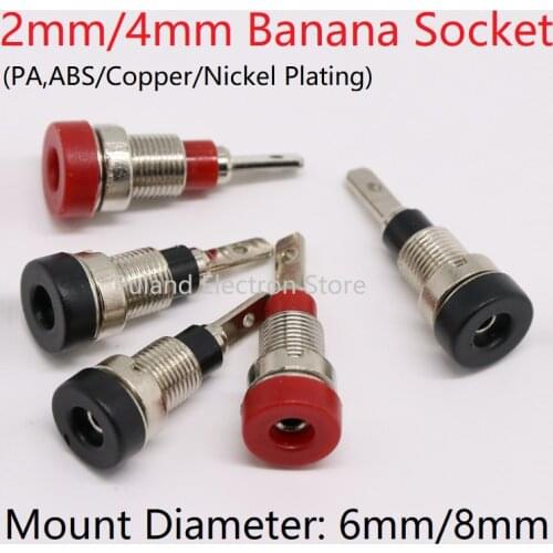 5pcs 2mm 4mm Wire Binding Post Copper Banana Sock Female Plugs Head Insulated Panel Terminal Splice Adapter Jack Mut Connector