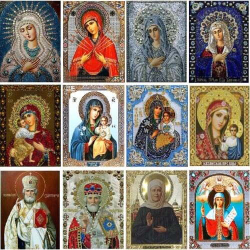 2021 New 5D Character Religious Round Diamond Painting Mother and Child Sticker Diamond diy Embroidery Home Decoration Mosaic