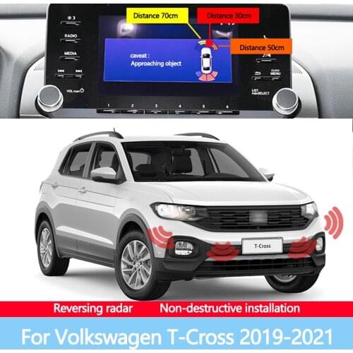 Car Display Screen Reversing Before After Image Radar Sensor Sound Warning Detection System For Volkswagen T-Cross 2019-2021
