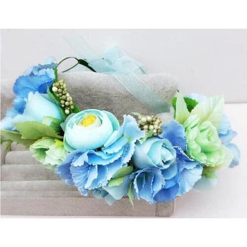 Camellia Flower Bud Crown Women Girls Hair Accessories Bridesmaid Flower Wreath Wedding Headband Kids Party Floral Garlands
