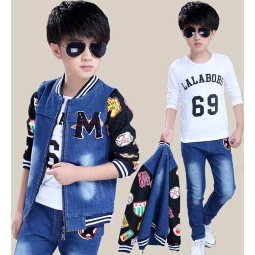 Childrens suits 2020 spring new boys and girls cowboy suits cuhk fashion kids denim clothing sets baby clothes jean body suit