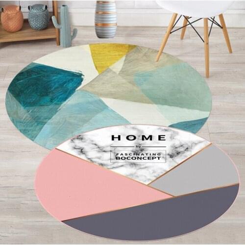 2021 Baby Children Flannel Carpet Nordic Style Carpet Mat Non-Slip Baby Hand Print Round Carpet Home Decoration